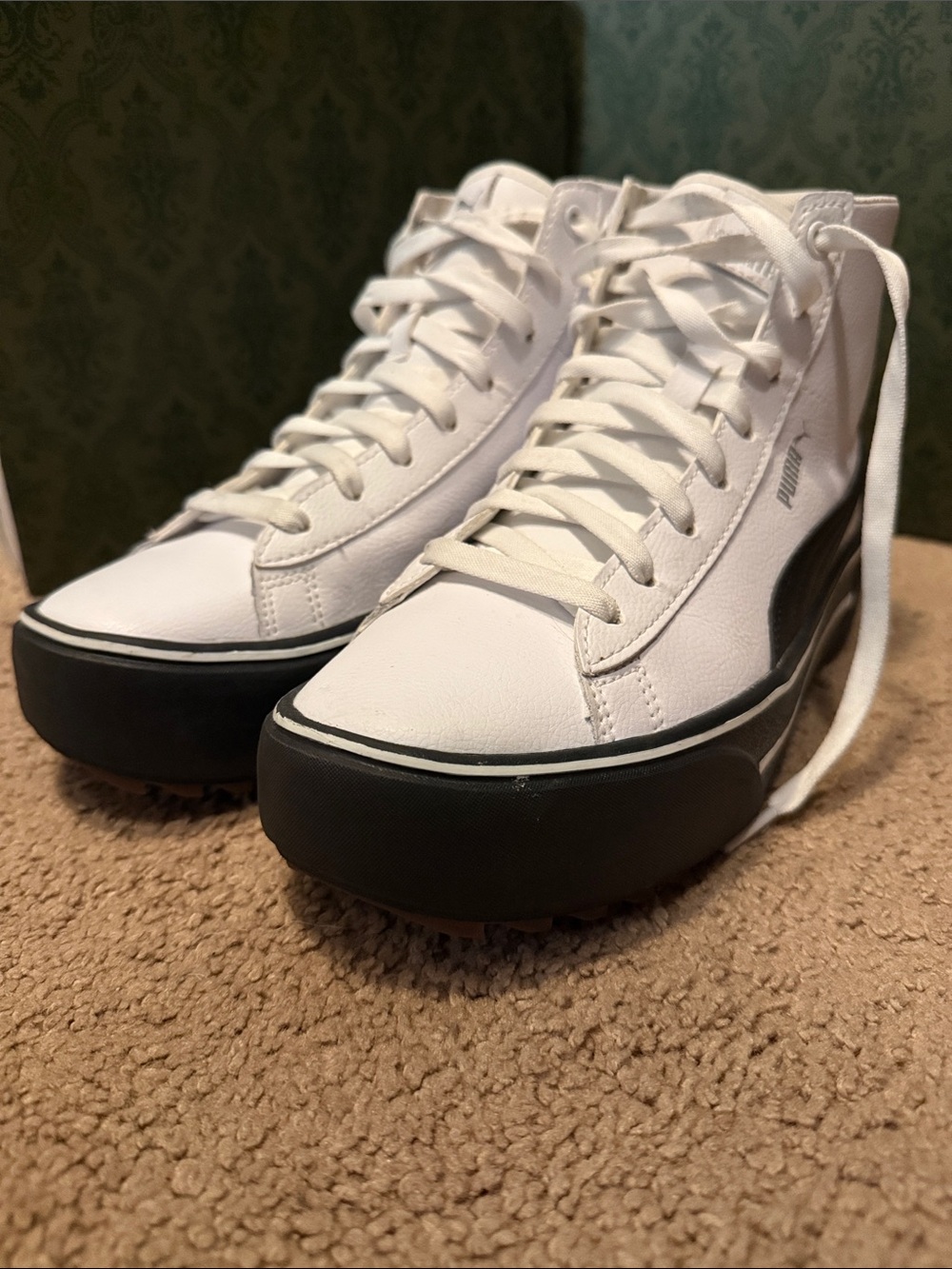 Puma Women's White High-Top Sneakers with Black Platform